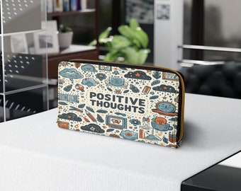 Lets Think Positive Thoughts Premium Zipper Wallet