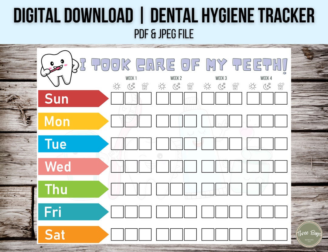 Dental Hygiene Tracker for Kids, Teeth Brushing Tracker, Floss Tracker