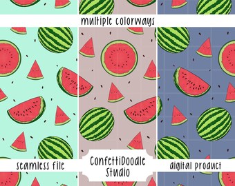 Watermelon Seeds Seamless Pattern Hand Drawn PNG Digital Paper Sublimation Fabric Surface Design File Download