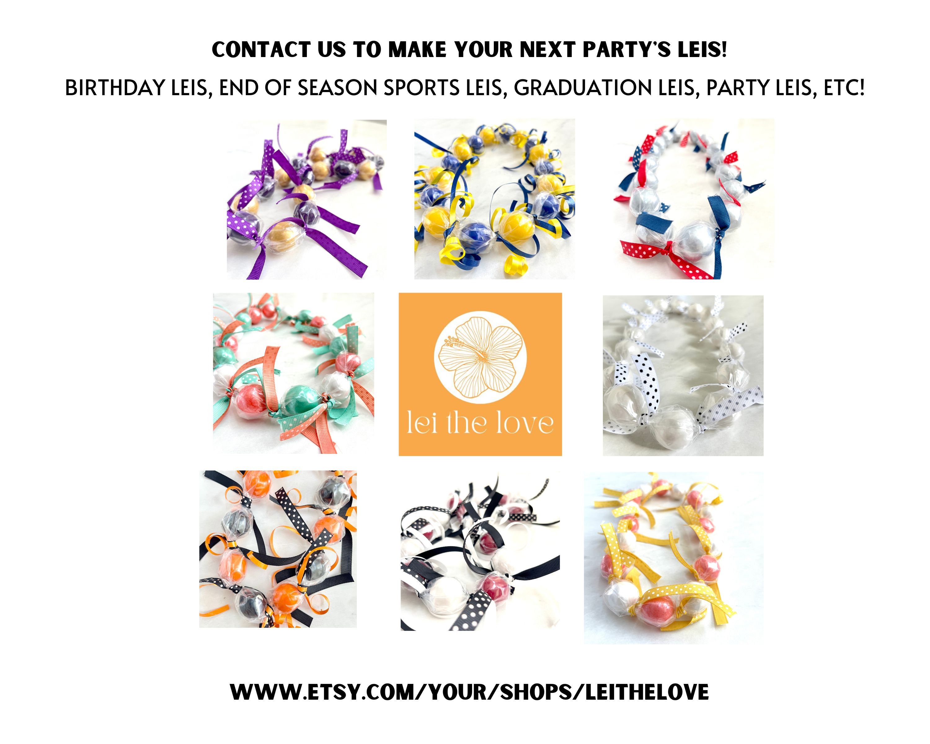 Graduation Candy Lei Making Kit Hawaiian Candy Lei Kit, Includes 12 Pcs Candy Lei Bags, 3