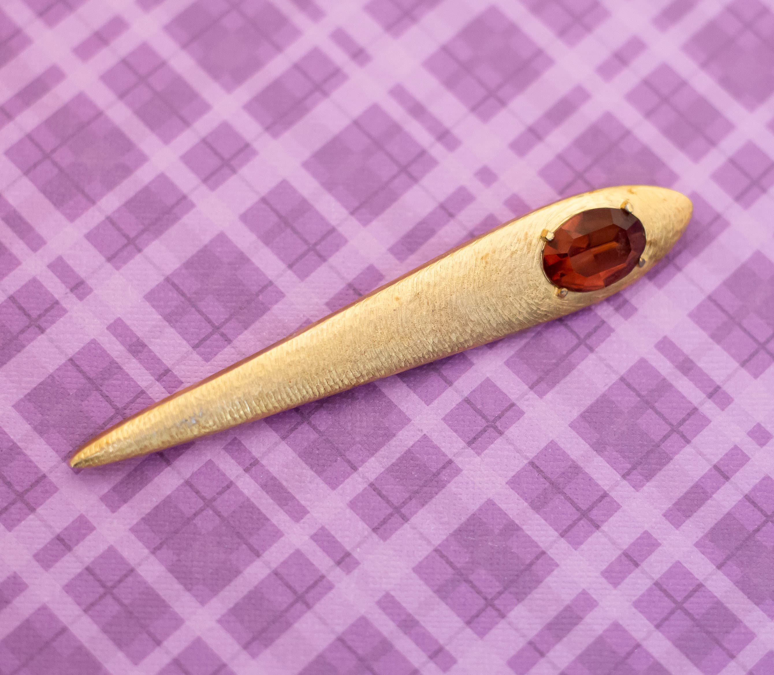 Vintage Unique Long Oval Stick Red Faux Gem Brooch V18 Etsy France