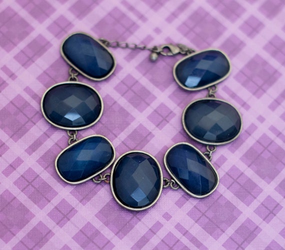 Vintage Blue Stones Elegant Bracelet 8 inch by Av… - image 1