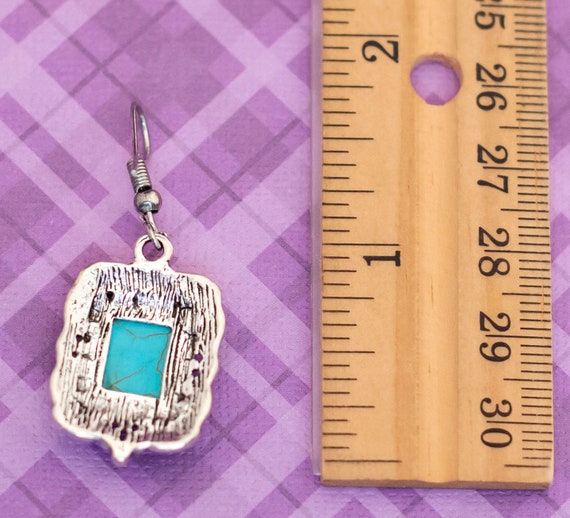 Vintage Rectangular Victorian Silver Tone Dangle … - image 2