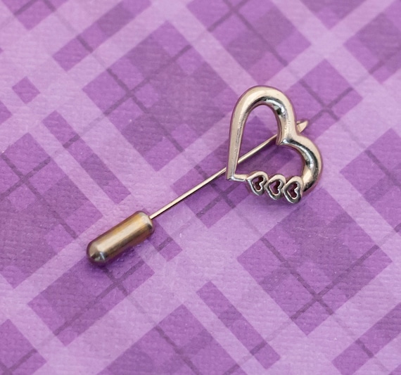 Vintage Dainty Heart Love Gold Tone Stick Pin - V… - image 1
