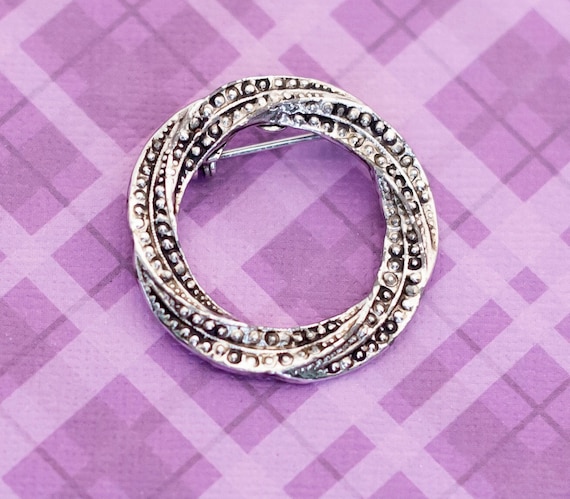 Vintage Spiral Serpent Ring Silver Tone Brooch - … - image 1