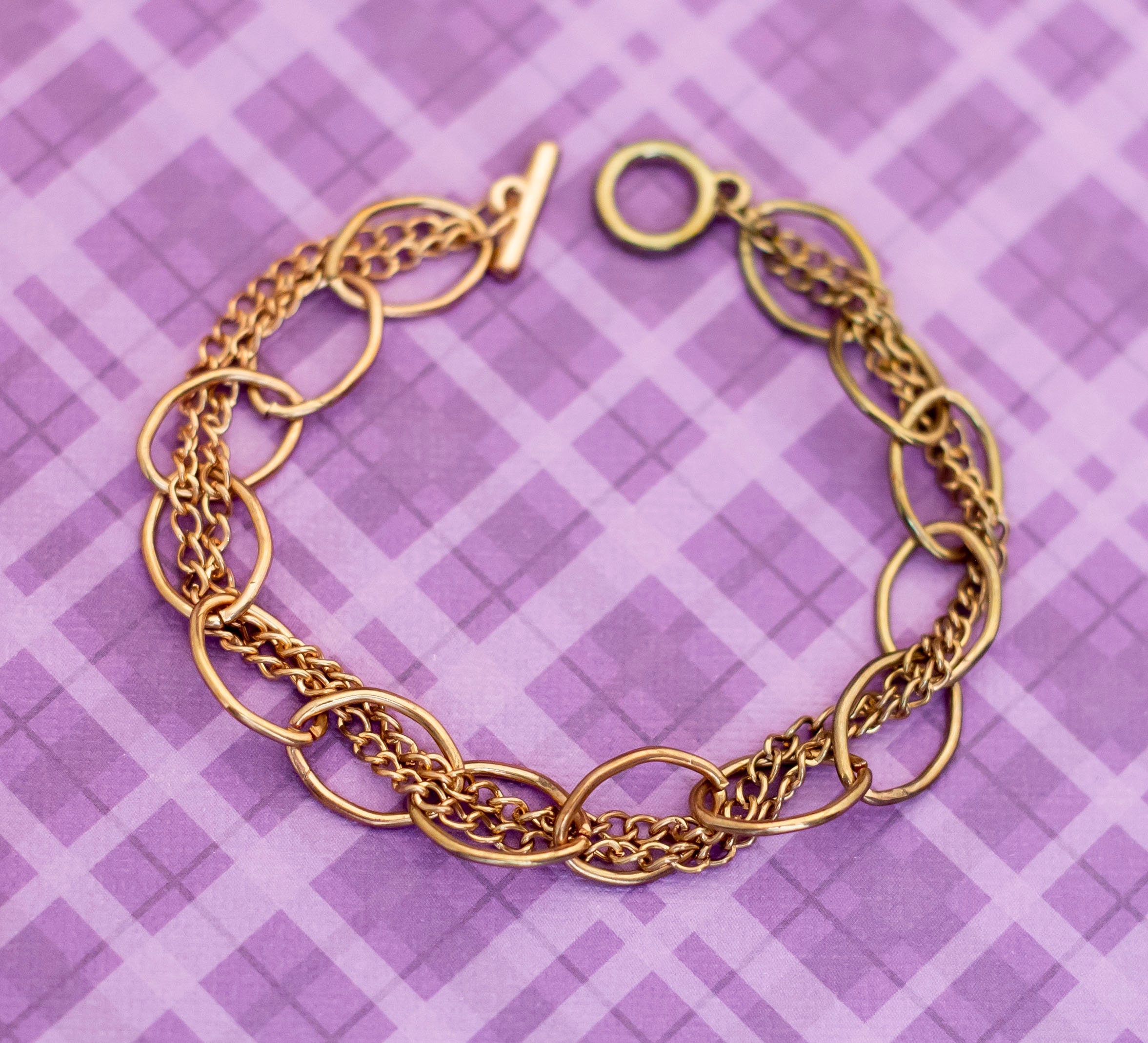 Vintage Chains and Chains Gold Tone Bracelet 8 1/2 Inch