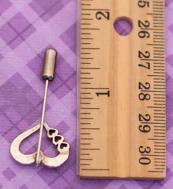 Vintage Dainty Heart Love Gold Tone Stick Pin - V… - image 2