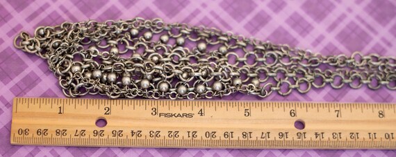 Vintage Silver Tone Sphere Rings Links Bib Neckla… - image 3