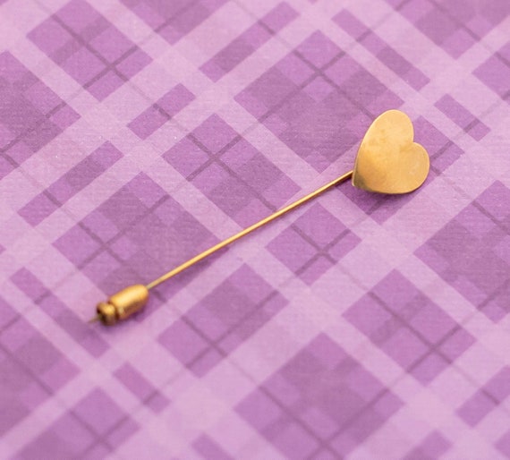 Vintage Gold Filled Simple Heart Lovely Stick Pin… - image 1