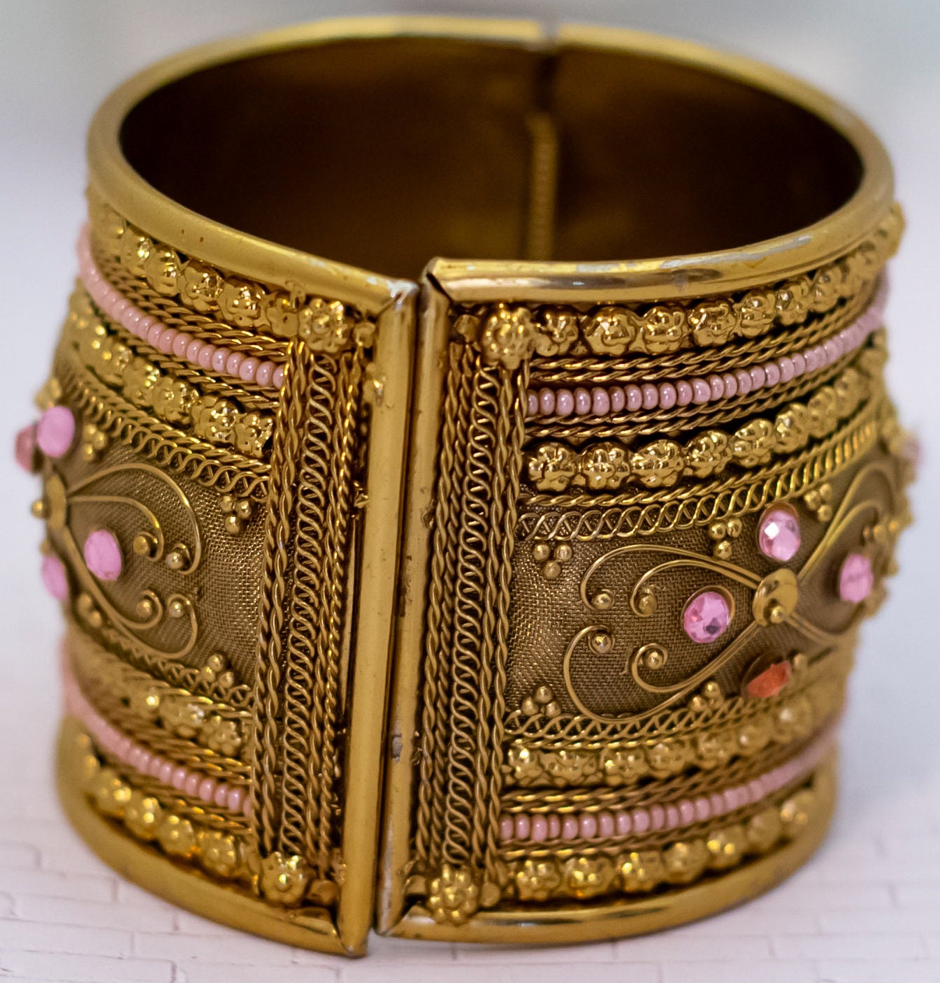 6 インチ、ヴィンテージ ピンク ラインストーン スタイル ユニーク