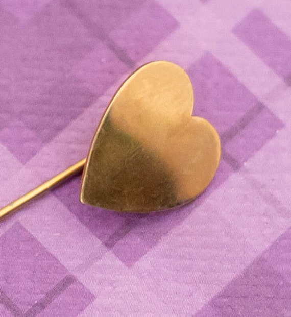 Vintage Gold Filled Simple Heart Lovely Stick Pin… - image 2