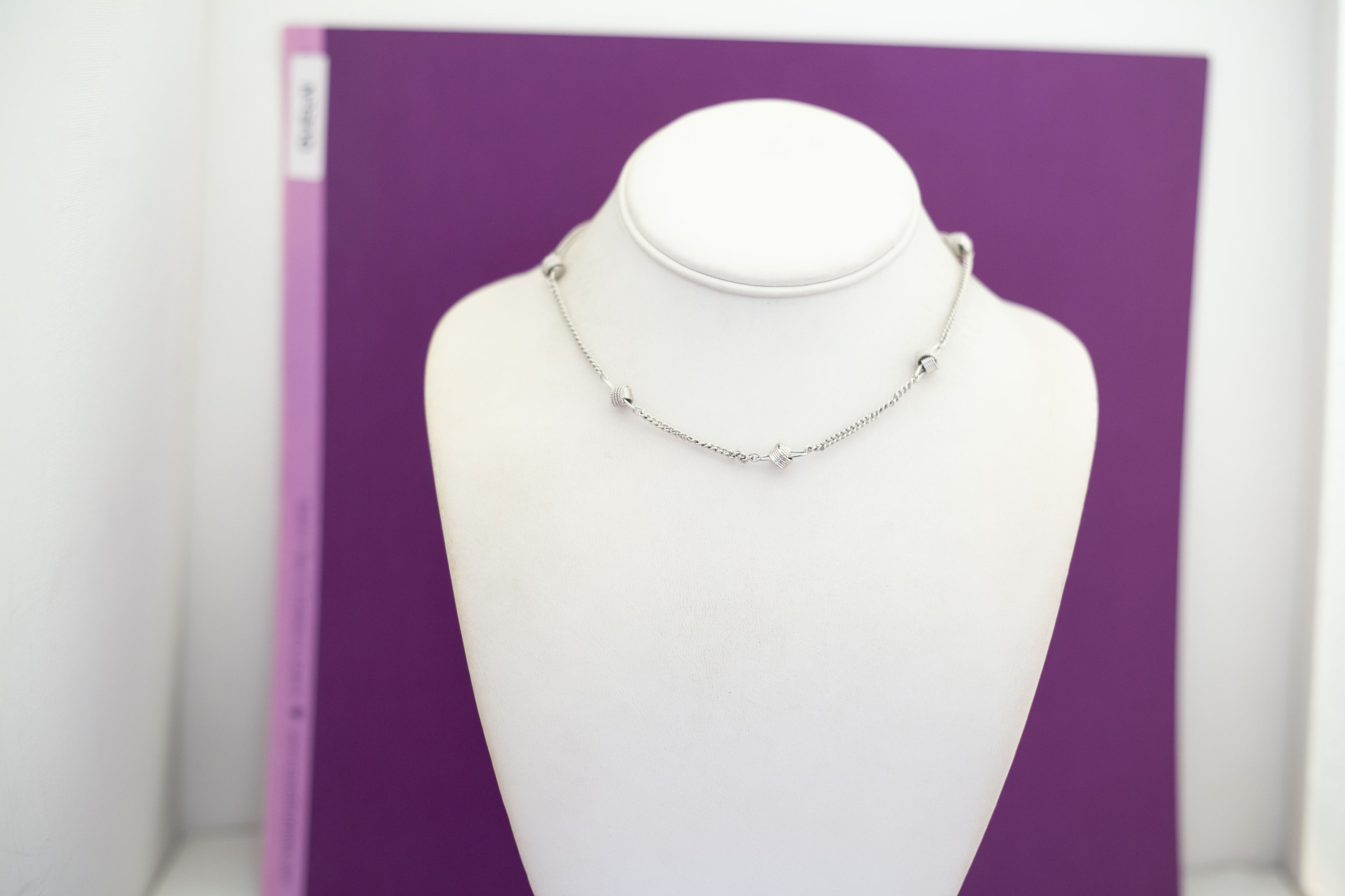 Vintage Chain Double Ring Links Silver Tone Choker Necklace