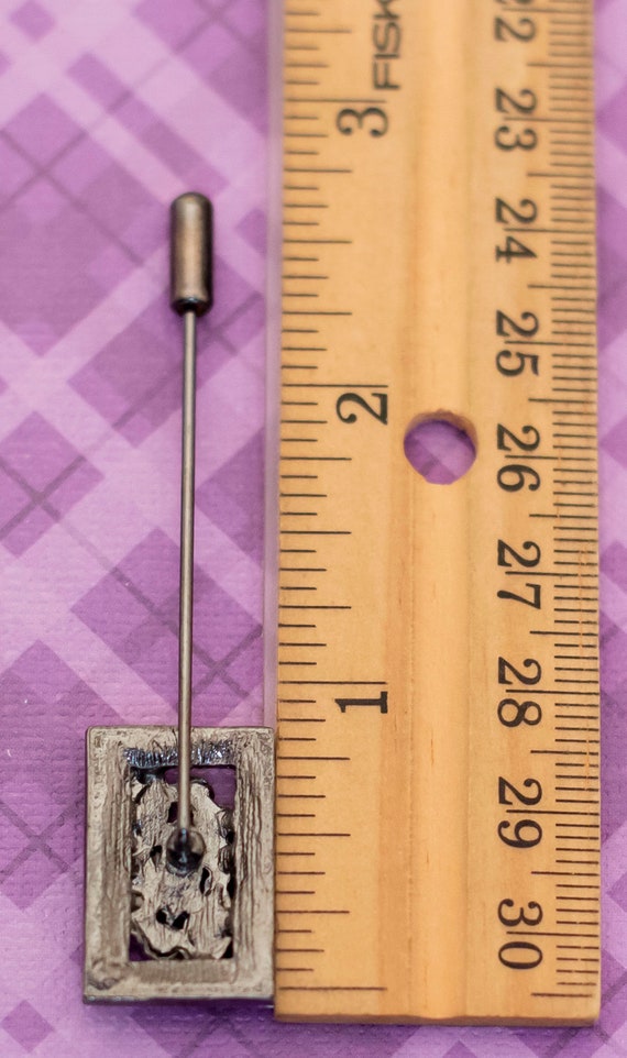 Vintage Black Rectangle Abstract Rhinestones Blac… - image 2