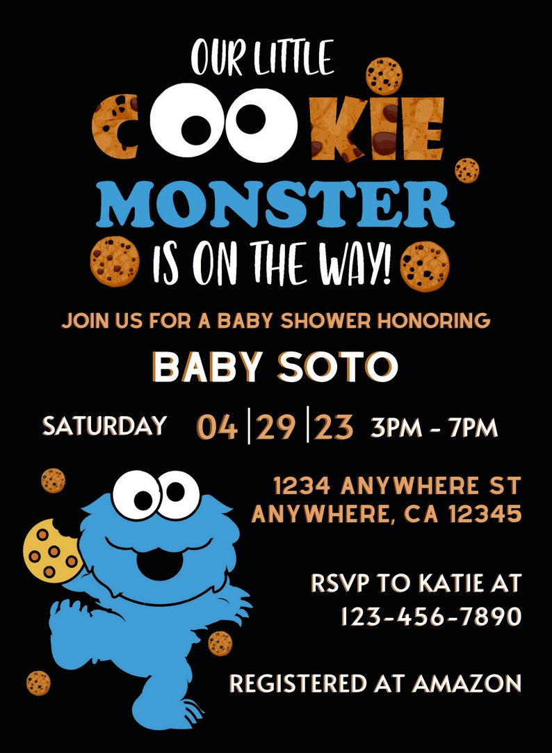 Cookie Baby Shower Invitation Digital Download File Etsy