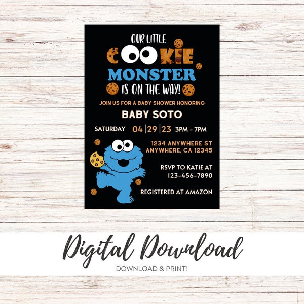 Cookie Baby Shower Invitation - Digital Download File