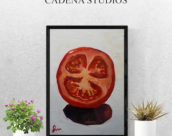 Vintage-Tomatenbild, gerahmter Kunstdruck | Stillleben mit Lebensmittelmotiv