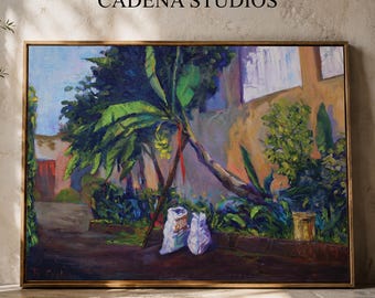 Rustikales, ländliches impressionistisches Ölgemälde | Lebendige Impasto-Landschaft (Digitaler Download)