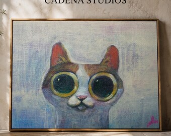 „Fry Cat“-Gemälde als digitaler Kunstdruck | Wanddeko fürs Kinderzimmer | Kunstdruck zum Ausdrucken
