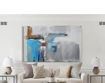 Large Original, Acrylic Painting Gray Landscape Abstract Painting, Abstract Art Wall Art Acrylic Painting, Large Canvas Acrylic Painting