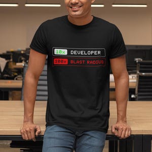 Rolig utvecklartröja, 100x Blast Radius Comfort Colors programmerare-t-shirt, mjukvaruingenjörspresent, kodningshumor-tröja, arbeta hemifrån-t-shirt