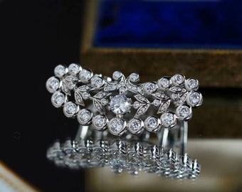 Retro Clip, Silver Clip, Diamond-cz Clip, Gift for her, Handmade Jewelry