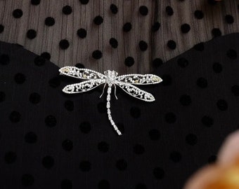 Dragonfly Brooch, Silver Brooch, Retro Brooch, Insect Brooch, Handmade Jewelry, Gift for Her