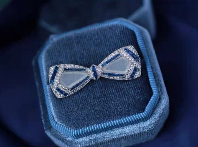 blue ribbon brooch pin for women dress Rhinestone Christmas brooch pin set  Bow Tie for men women wedding Party Bow Tie PreTied Bow Collar Brooch Pin