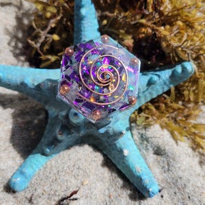 Orgonite EMF Protection Puck: Amethyst, Shungite & Selenite Crystal Healing