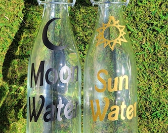 Moon and Sun Water Bottle Set: Holistic Healing Crystal Vessels