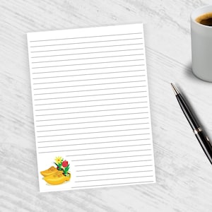 Wooden Shoes and Tulips Notepad with Tear-Off Pages | 6.75” x 8.5” | Lined Pages | Write Notes | Holland Memo Pad  | Dutch Flowers