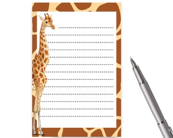 Giraffe Notepad with Lines and Tear-Away Pages | Memo Pad to write notes, messages, to do lists | Giraffe Lover Gift Idea | Africa Animal