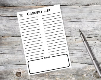 Grocery Shopping List - Food Planner - Grocery Checklist - Food Shopping List - Grocery Pad - Grocery Reminder Organizer - Minimalist Design