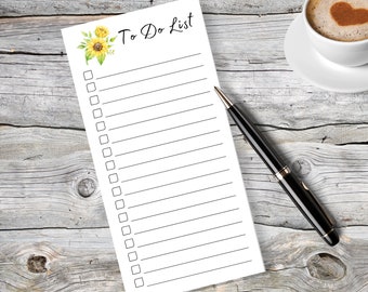Sunflower Notepad To-Do List with Tear-Off Lined Pages | 4.25” x 8.5” | Stay Organized - Jot Notes and Plan Day | Floral Design