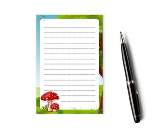 Mushroom Notepad | Memo Pad for Notes, To-Do List, Grocery Lists and Messages | Decorative Mushroom Scene Stationery Gift Idea