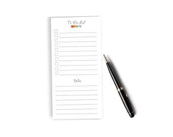 Rainbow Hearts Notepad To-Do List with Tear-Off Lined Pages | 4.25” x 8.5” | Stay Organized - Jot Notes and Plan Day | Colorful Planner