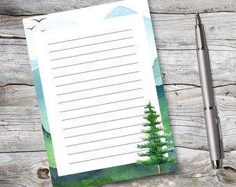 Mountain Scene Notepad | Memo Pad with Lines and Tear-Away Pages from Top | 4" x 6” pad with 50 pages for notes, to do lists and messages