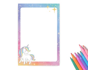 Unicorn Notepad - Birthday Gift Idea for Girls - Party Favor - Pages for Drawing, Coloring, Writing Notes - Cute Unicorn Stationery for Kids