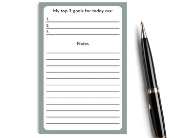 Goals Notepad -  Undated Daily Planner - Increase Focus, Productivity - Reduce Stress - Planning Pad - Create To-Do List - Simple Minimalist