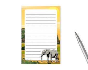 Elephant Notepad with Lines and Tear-Away Pages | Memo Pad to write notes, to do lists and messages | Elephant Lover Gift Idea | Zoo Animal