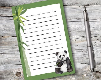 Panda Notepad with Lines and Tear-Away Pages | Memo Pad to write notes, make to do lists and messages | Panda Lover Gift Idea | Panda Bamboo