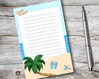 Beach Notepad | Fun Memo Pad with Tear-Away Pages from Top | 4 x 6 inch pad with 50 pages to write notes, to do lists and messages