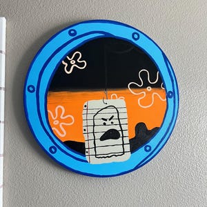 SpongeBob fishing hook window painting
