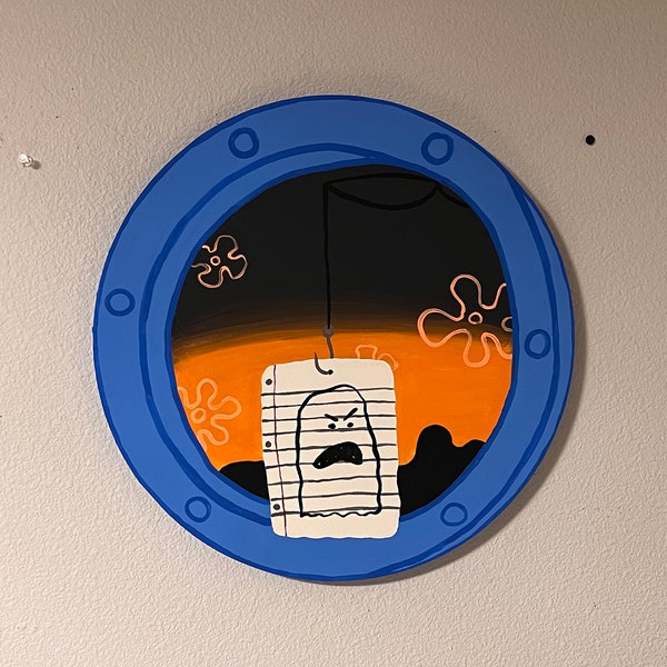 SpongeBob fishing hook window painting
