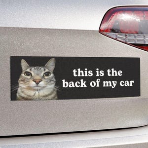 This is the Back of My Car | Car Bumper Magnet | Funny Cat Meme, Black and White, Unhinged, Car Accessory | Waterproof Magnetic Vinyl Decal