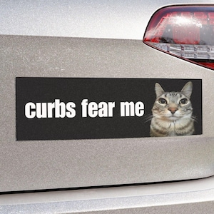 Curbs Fear Me / Car Bumper MAGNET / Funny Cat Meme, Gen Z Unhinged, Car Accessory, Cute Magnetic Car Decal / Waterproof Vinyl Car Magnet