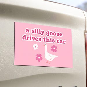 Un&#39;oca buffa guida questa macchina / Calamita carina per paraurti auto / Adesivo rosa per auto, Meme divertente, Oca a bordo, Accessorio carino per auto / Calamita in vinile per auto
