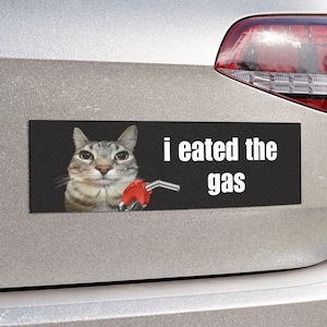 I Eated the Gas | Cat Meme Car Bumper MAGNET | Funny Gift, Cute Car ...