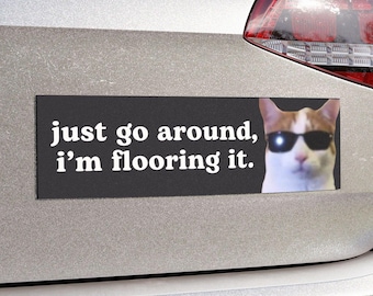 ¡Ve por ahí, voy a pisar a fondo! / Imán para parachoques de coche con meme de gato / Accesorios adhesivos divertidos y adorables para coche, calcomanía / Imán de vinilo resistente a la intemperie para coche