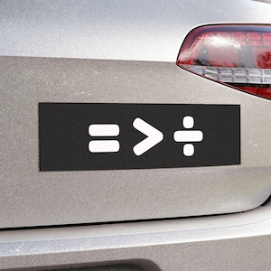 Equality is Greater Than Division | Car Bumper MAGNET | Human Rights, Vote LGBTQ, Ally, Black Car Accessory, Car Decal | Magnetic Car Vinyl