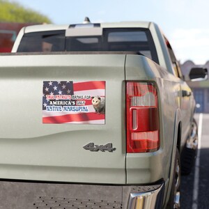Possum Car Bumper MAGNET / True Patriots Brake For America's Only Native Marsupial | Funny Meme Opossum Animal USA Flag | Car Vinyl Magnet image 5